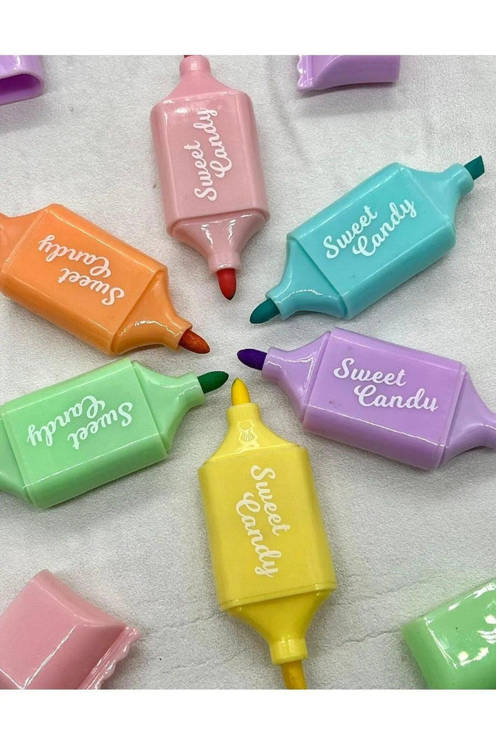 Sweet Candy Çift Uçlu Çantalı 6'lı Marker Kalem Set Kalem Seti tamamlayıcıürünler