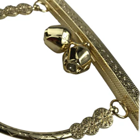 20 cm Lale Motif Saplı Metal Çanta Bursu