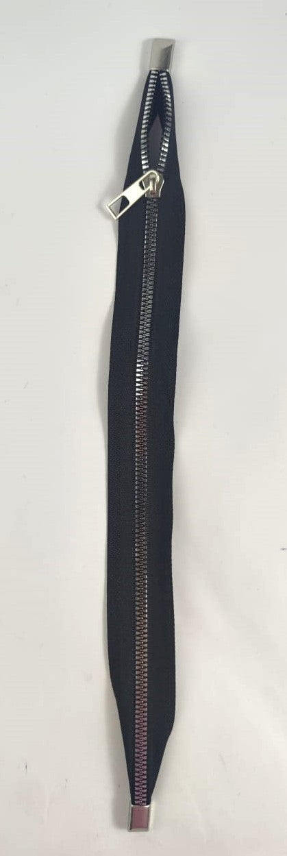 40 cm Stoplu Çanta Fermuarı Siyah- Gümüş