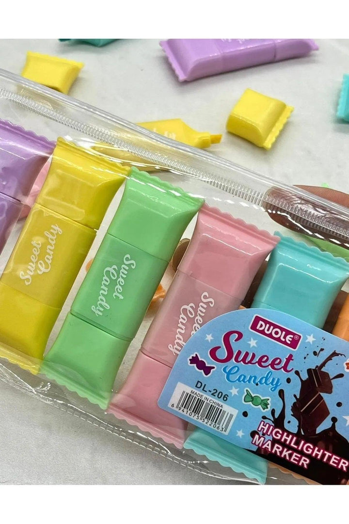 Sweet Candy Çift Uçlu Çantalı 6'lı Marker Kalem Set Kalem Seti tamamlayıcıürünler