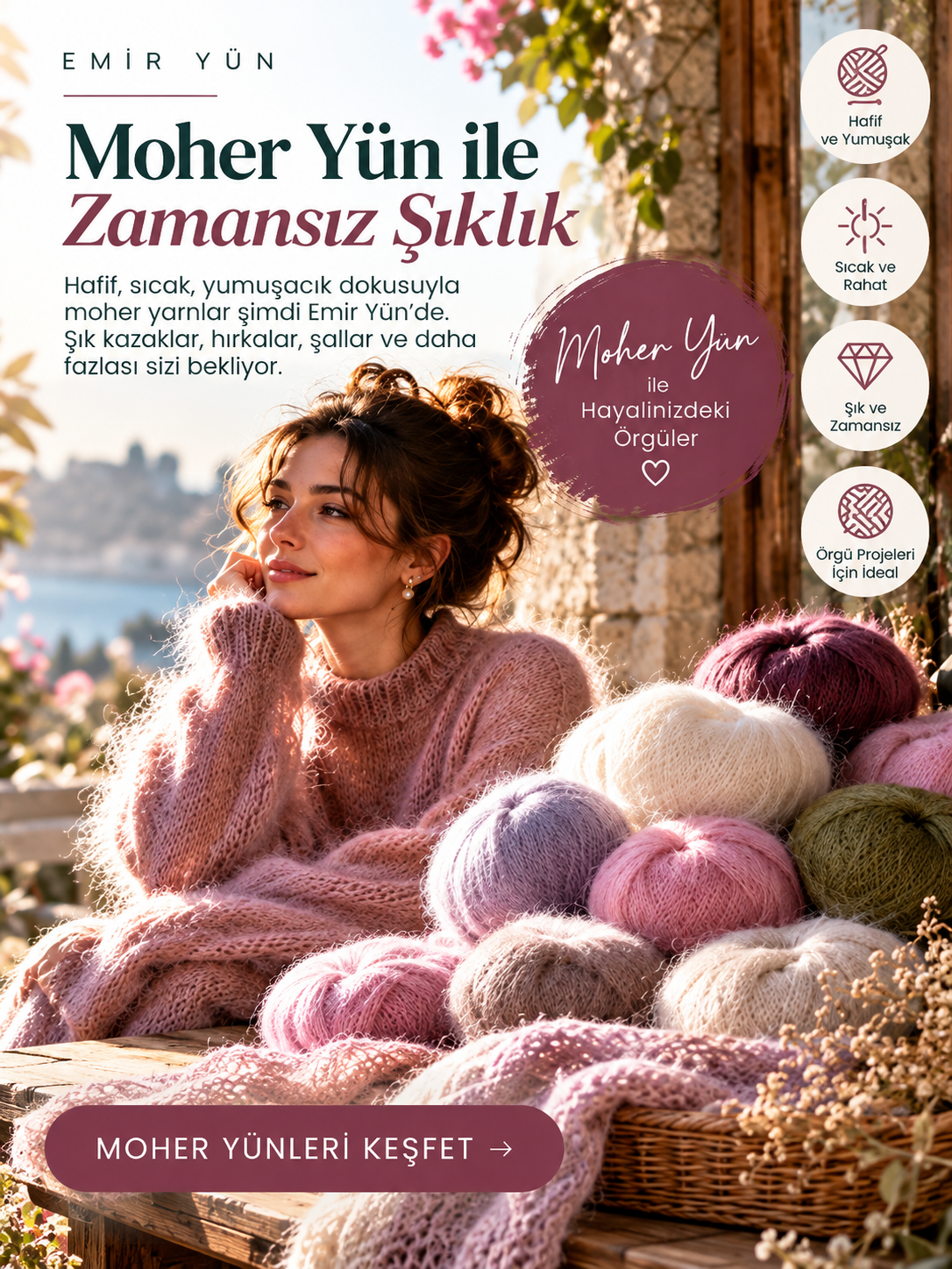 Moher yün bir diğer adıyla mohair ipler satın almak için tıklayınız.