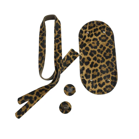 Dikilebilir Leopar Desenli Oval Çanta Seti