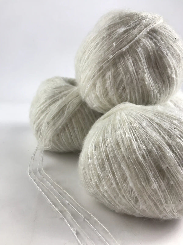 Klavuzlu Pullu Yün İp 424 Gram KP19 (Krem)