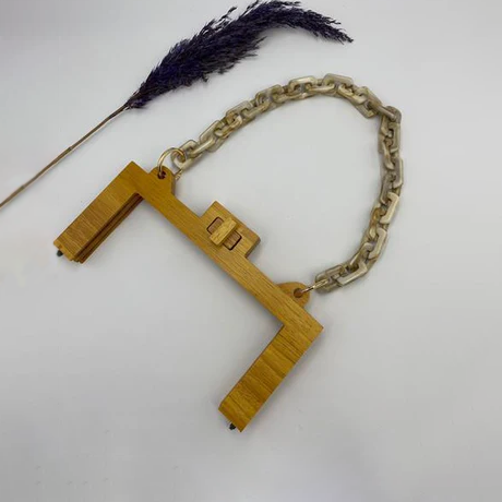 Krem-Beyaz Zincir Model Ahşap 20 cm Çanta Sapı
