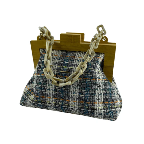 Krem-Beyaz Zincir Model Ahşap 20 cm Çanta Sapı